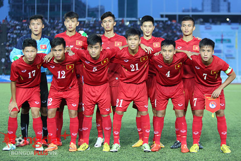 Đội hình ra sân của U16 Việt Nam tối nay - Ảnh: Đông Huyền