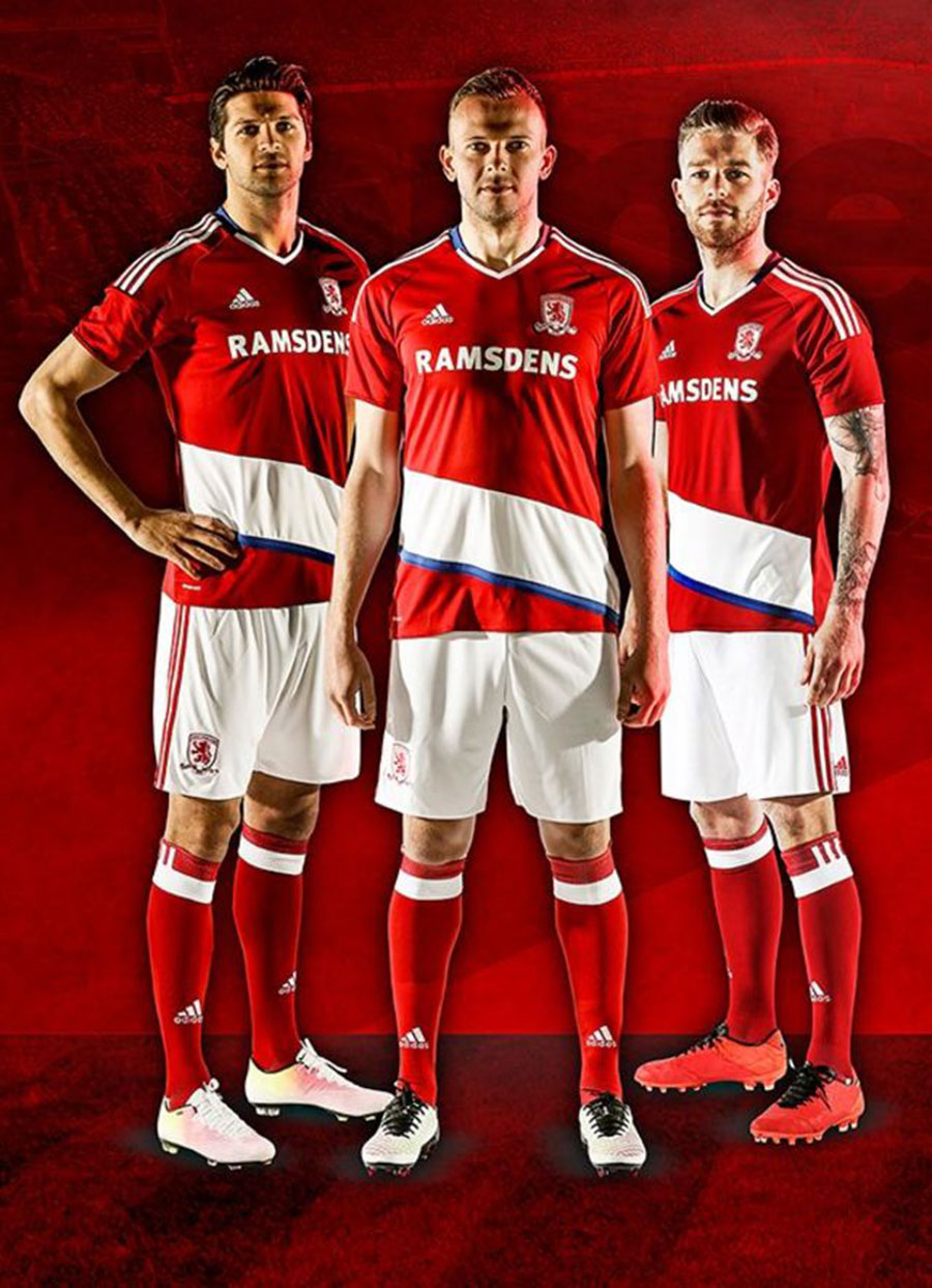 Tất cả các chi tiết mẫu áo đấu trên sân nhà Middlesbrough do Adidas thiết kế đều được ủng hộ... ngoại trừ sọc trắng chéo trên áo