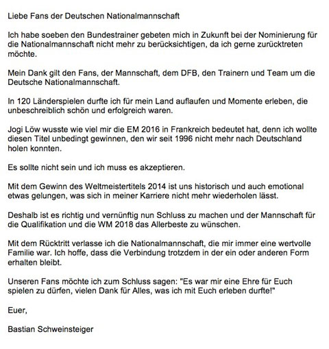 Bức tâm thư của Schweinsteiger