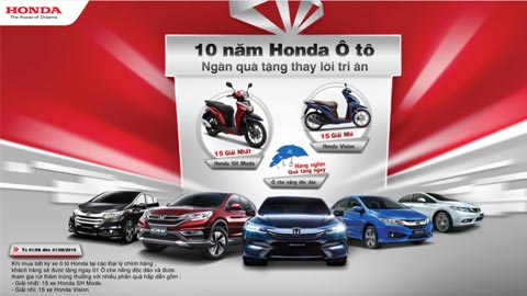 Chương trình đặc biệt tri ân khách hàng:  “Kỷ niệm 10 năm ra mắt chiếc xe ôtô Honda đầu tiên!”