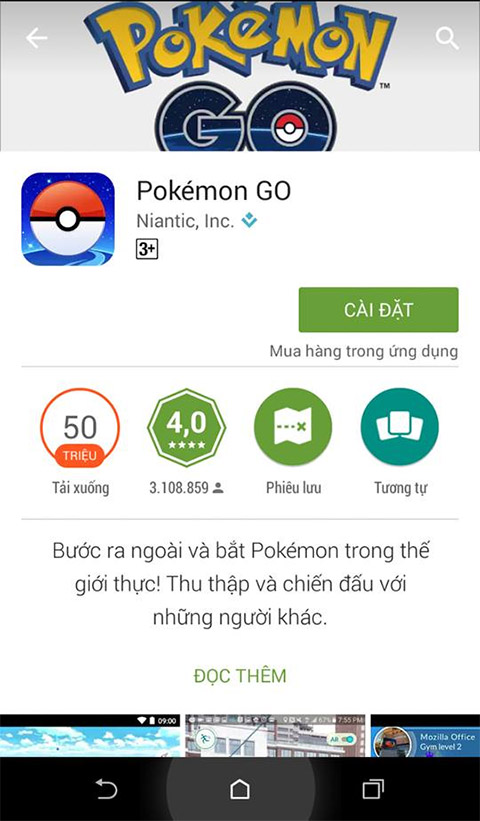 Người dùng tại Việt Nam có thể tải game Pokemon Go từ 2 kho ứng dụng Google Play và App Store