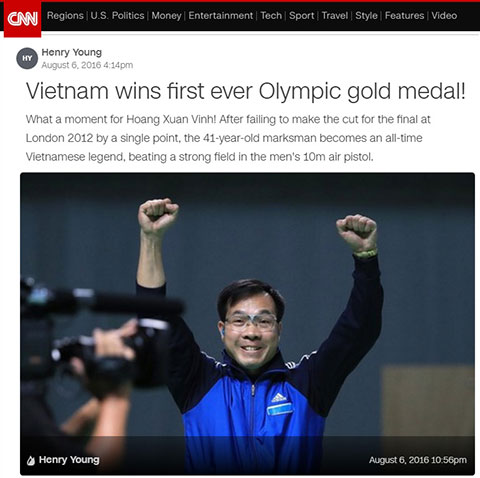 CNN còn khẳng định, Hoàng Xuân Vinh đã bước chân vào ngôi đền của những huyền thoại thể thao Việt Nam
