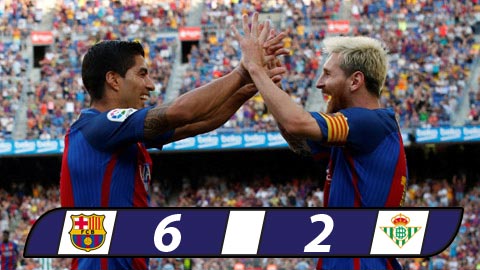 Suarez và Messi thi nhau lập công, Barca vùi dập Betis 6-2