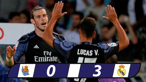 Bale lập cú đúp trong ngày vắng Ronaldo, Real thắng đậm Sociedad