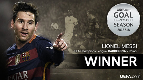 Messi nhận giải bàn thắng đẹp nhất mùa 2015/16