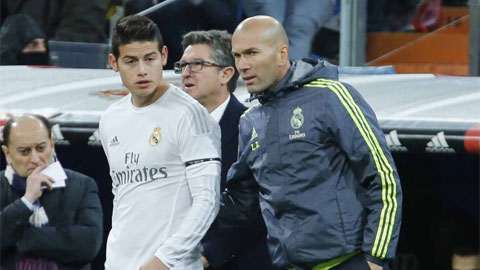 HLV Zidane không định tống khứ James Rodriguez khỏi Real