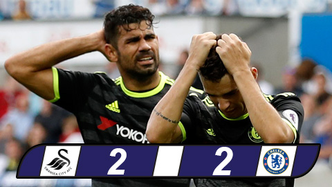 Costa lập cú đúp, Chelsea thoát thua trước Swansea