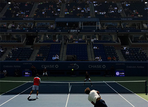 Ảnh chụp một trận đấu ở nội dung đôi nam tại US Open 2016