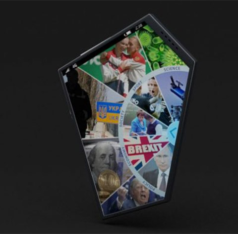 Giao diện Windows 10 Mobile trên Nokia Prism được tùy biến để phù hợp với màn hình 5 cạnh