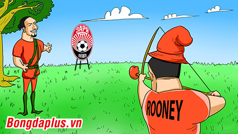 Rooney nhờ Ibra... làm tường để ghi bàn