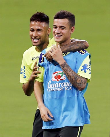 Có thể Coutinho sẽ thay thế Neymar để dẫn dắt hàng công Brazil