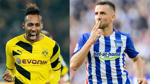 Ibisevic  (phải) cũng đã có 5 bàn thắng như Aubameyang 