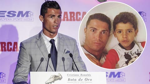 Con trai Cristiano Ronaldo ghi bàn thắng đầu đời