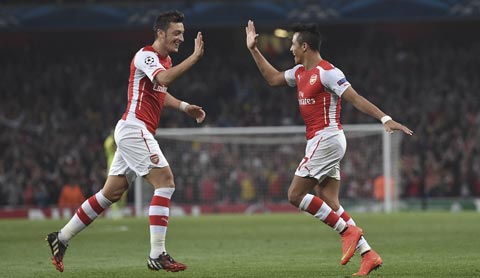 Sự ăn ý giữa Sanchez và Oezil khiến NHM Arsenal mơ về những danh hiệu