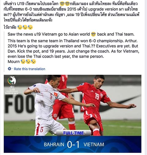 Người Thái đưa tin về chiến thắng của U19 Việt Nam