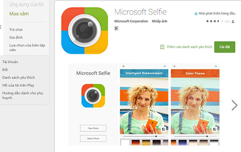 Microsoft Selfie đã có sẵn trên cửa hàng Google Play