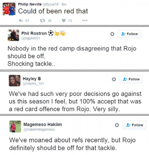 Rojo bị ném đá thậm tệ vì tình huống vào bóng thô bạo với Gueye