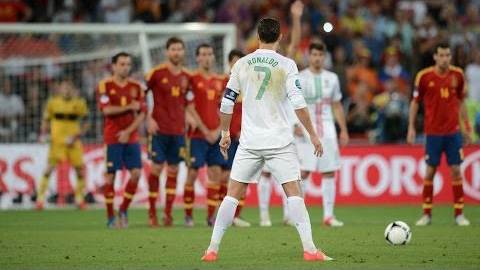 Dáng đứng đá phạt của Ronaldo