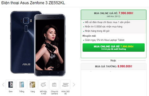 ZenFone 3 bản màn hình 5.5-inch vừa được điều chỉnh giảm giá