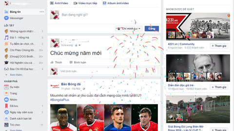 Facebook mở tính năng bắn pháo hoa chúc mừng năm mới
