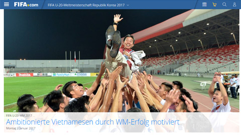 Hình ảnh về chiến thắng của U19 Việt Nam xuất hiện trên trang chủ FIFA