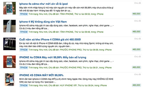 iPhone 4 CDMA cũ giá rẻ được rao bán trên các diễn đàn