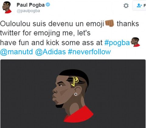 Pogba vui vẻ khoe biểu tượng cảm xúc của chính mình trên Twitter