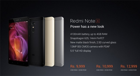 Giá bán của Redmi Note 4 tại thị trường Ấn Độ