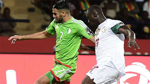 Mahrez (áo xanh) đã có 1 kì AFCON 2017 đáng quên