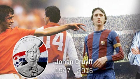 Chân dung Johan Cruyff được vinh danh trên tiền xu