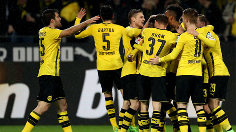 Niềm vui chiến thắng của các cầu thủ Dortmund