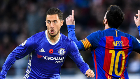 Hazard đứng ở đâu khi so sánh với Messi?