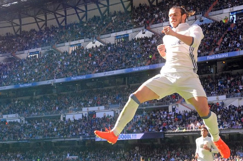 Bale ăn mừng bàn thắng trong ngày trở lại