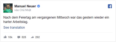 Câu nói của Neuer bằng tiếng Đức...