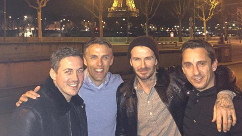 Anh em nhà Neville tụ tập cùng Beckham tại Paris