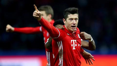 Lewandowski (9) lập hat-trick trong trận Bayern đại thắng Hamburg