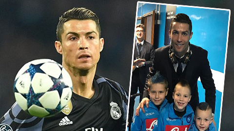 Ronaldo chụp hình cùng fan nhí đặc biệt