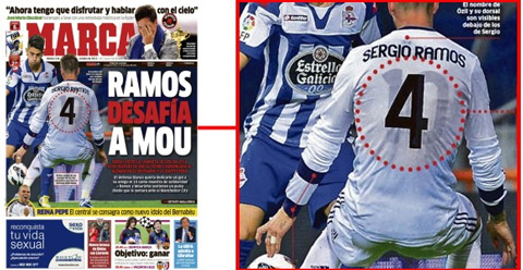 Ramos từng thể hiện sự chống đối Mourinho bằng cách mặc áo Oezil