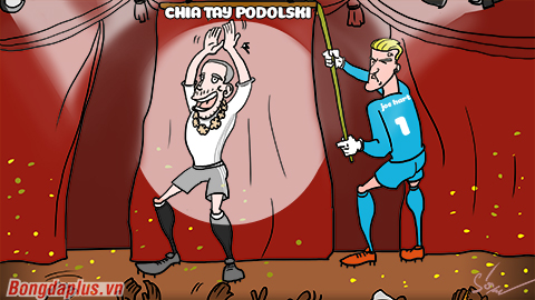 Joe Hart căng phông bạt làm nền ngày Podolski chia tay tuyển Đức