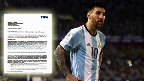 Messi nhận án treo giò 4 trận từ FIFA