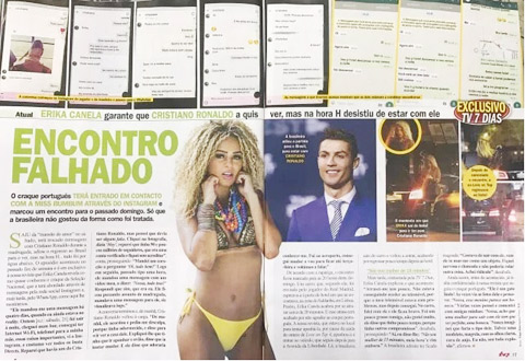 Tin nhắn của Ronaldo gạ tình Miss BumBum 2016, Erika Canela cũng lên mặt báo