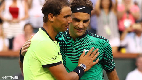 Nadal sẽ tái ngộ Federer (phải) ở chung kết Miami Open 2017