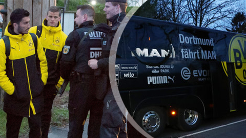 Xe bus Dortmund bị đánh bom, hoãn trận gặp Monaco