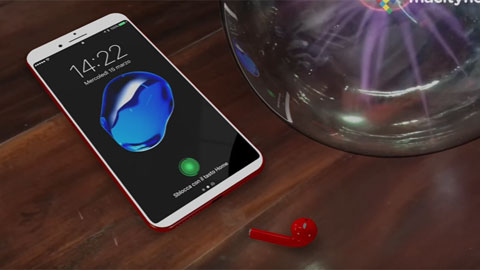 iPhone 8 concept màu đỏ có nút Home tùy biến