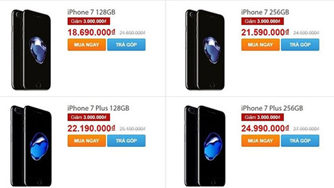 iPhone 7 đen bóng đồng loạt được giảm giá mạnh