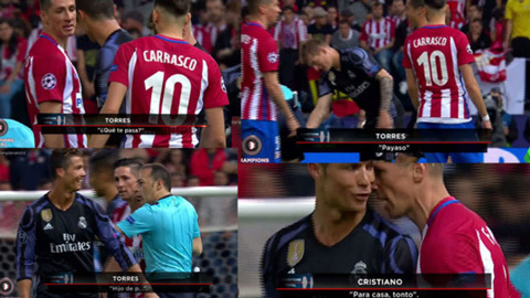 Ronaldo và Torres chửi nhau trong trận đấu giữa Real và Atletico