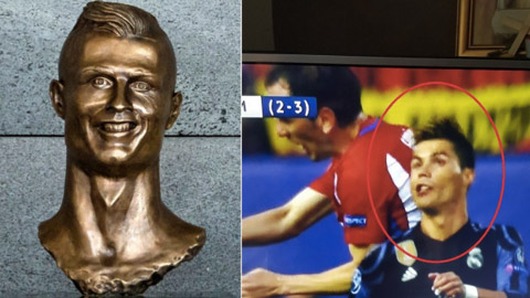 Mặt Ronaldo giống hệt bức tượng thảm họa ở quê nhà