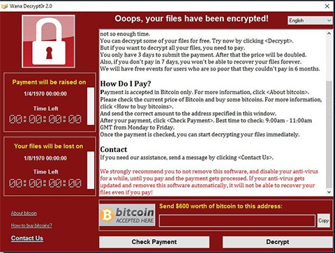 Khi máy tính bị nhiềm mã độc WannaCry