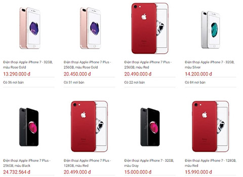 Giá bán iPhone 7 hàng xách tay rẻ hơn khá nhiều so với hàng chính hãng