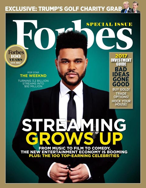 Ca sỹ Weeknd trên trang bìa Forbes số mới nhất